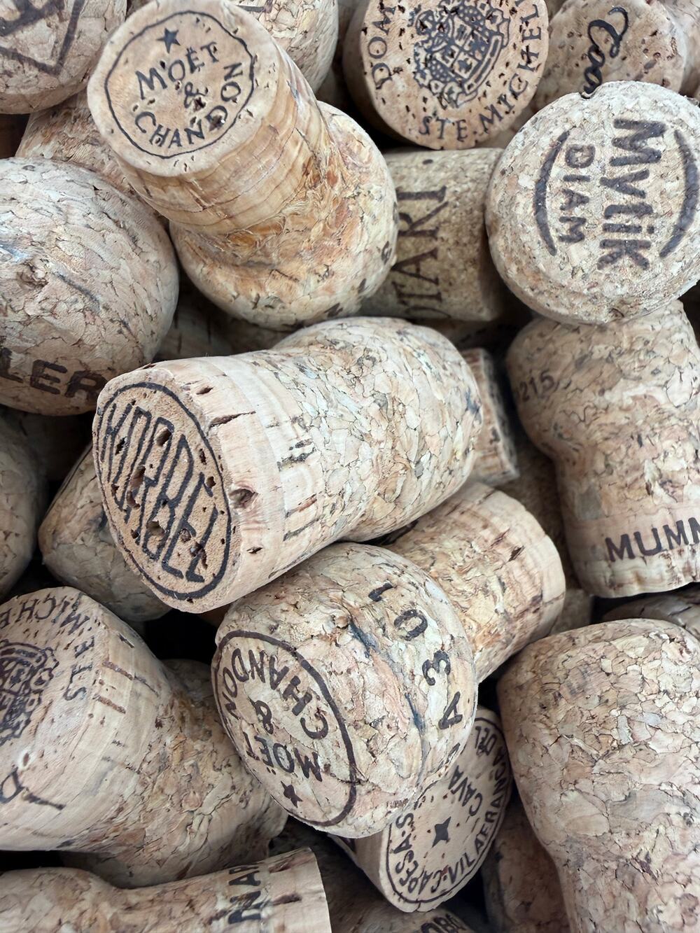 Wine Corks Craft Lot 230 Natural Cork Champagne Winery Logos DIY Decor Wedding